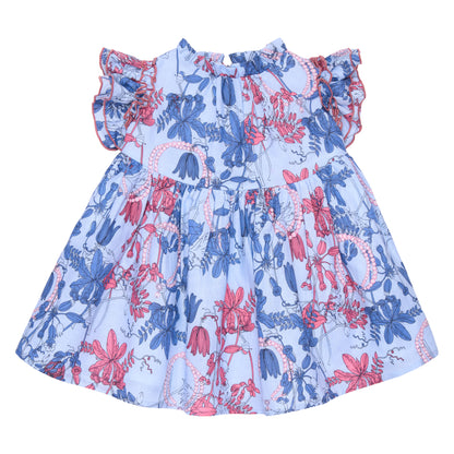 VESTIDO FLORES AZUL CON CORAL