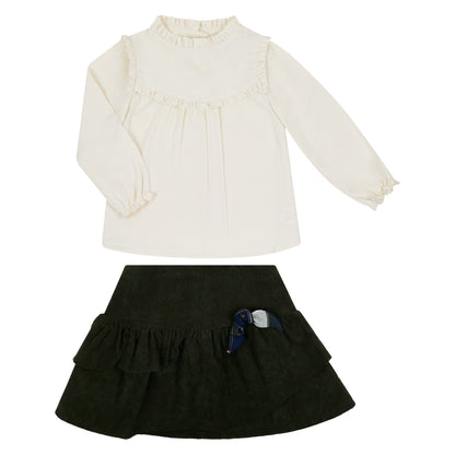 CONJUNTO FALDA PANA VERDE Y BLUSA