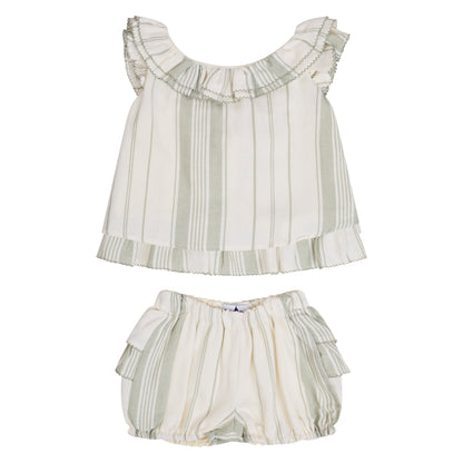 CONJUNTO BLUSA Y SHORT RAYAS VERDE