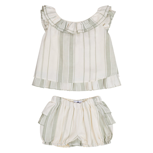 CONJUNTO BLUSA Y SHORT RAYAS VERDE