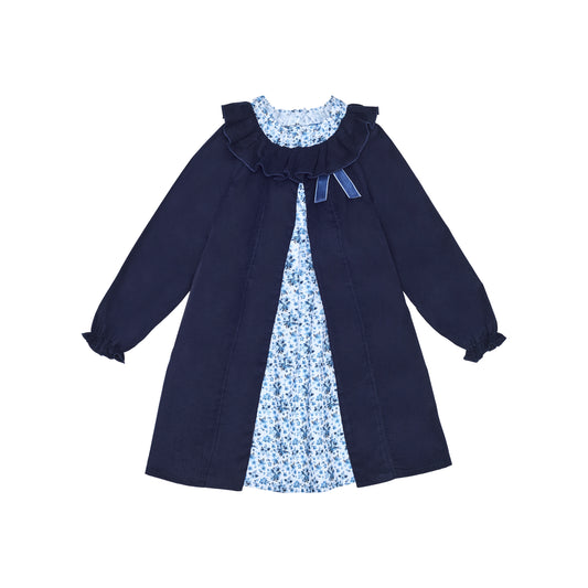 VESTIDO PANA Y FLORES AZUL NAVY