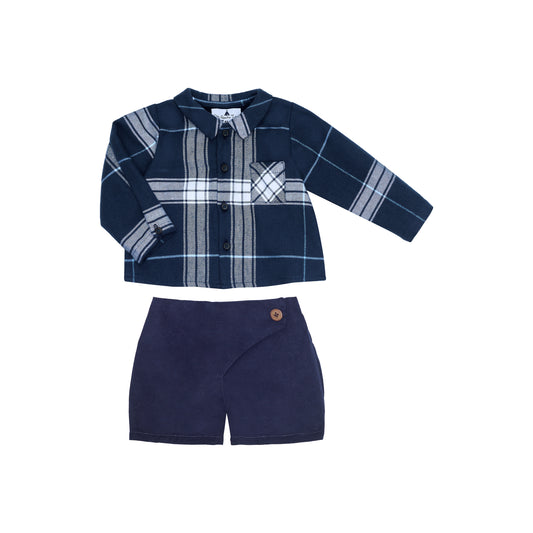 CONJUNTO CAMISA CUADROS Y SHORTS AZUL NAVY