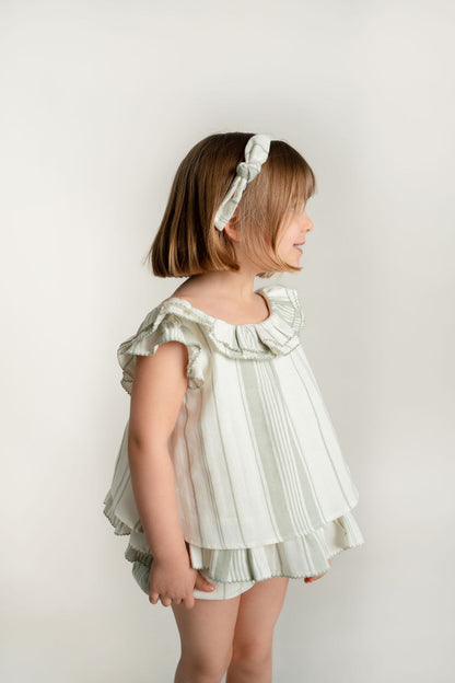 CONJUNTO BLUSA Y SHORT RAYAS VERDE