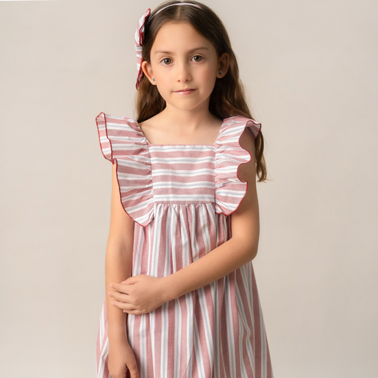 VESTIDO RAYAS ROJAS