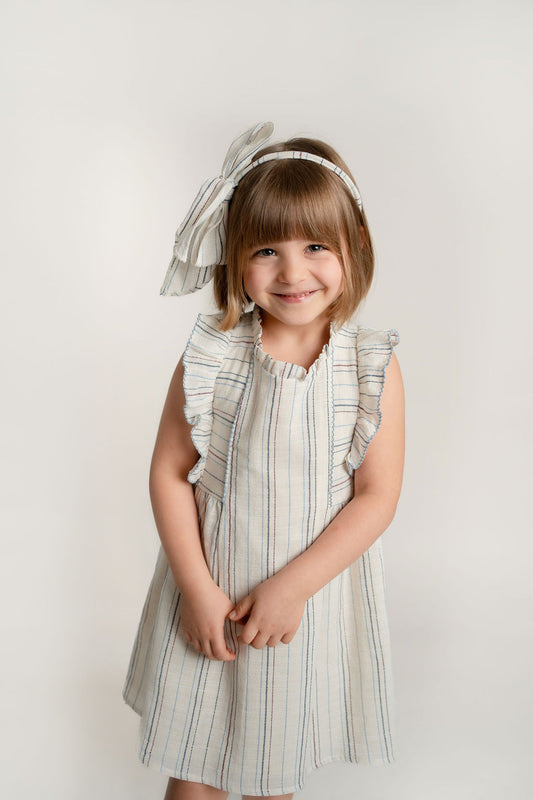 VESTIDO RAYAS HUESO VINO