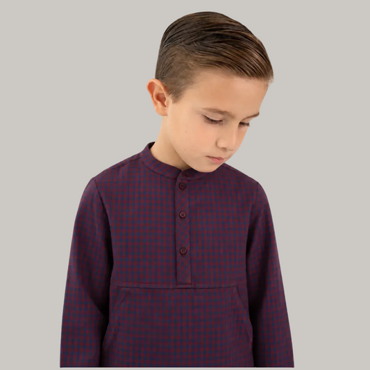 CAMISA CUADROS MARSALA Y MARINO
