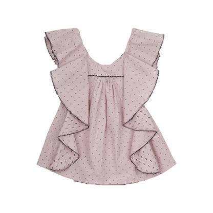 VESTIDO PLUMETTI MULTIRAYA ROSA CON AZUL MARINO