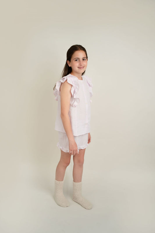 PIJAMA NIÑA SHORT ROSA