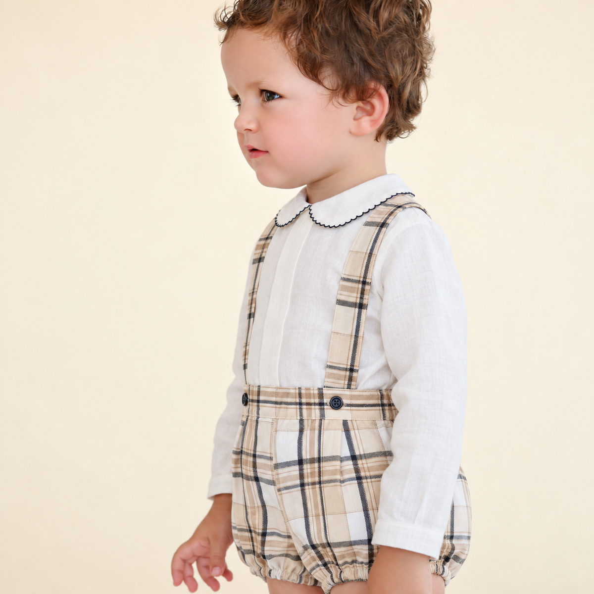 CONJUNTO SHORT CON TIRANTES CUADROS Y CAMISA