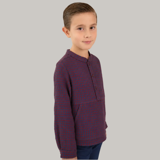 CAMISA CUADROS MARSALA Y MARINO