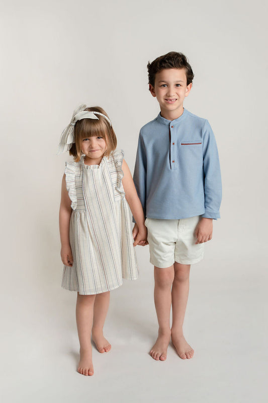 VESTIDO RAYAS HUESO VINO