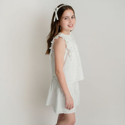 CONJUNTO BLUSA Y FALDA OFF WHITE