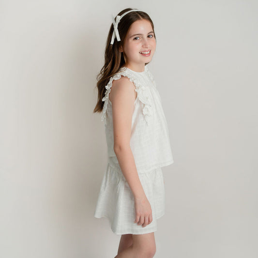 CONJUNTO BLUSA Y FALDA OFF WHITE