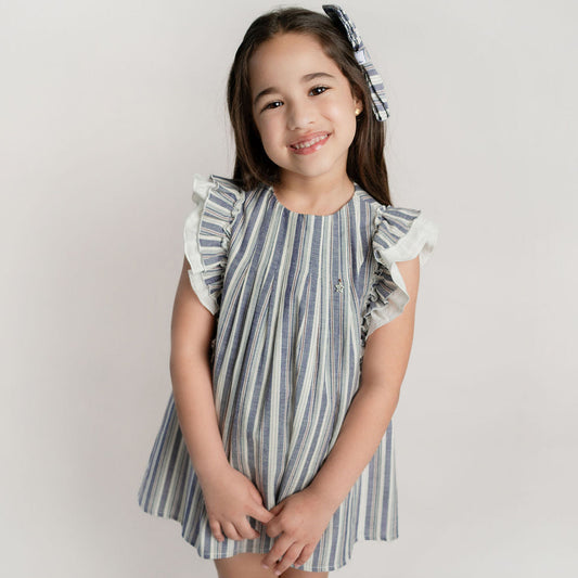 VESTIDO RAYAS AZUL ROJO