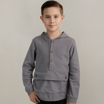 SUDADERA GRIS CAPUCHA