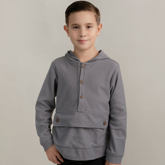 SUDADERA GRIS CAPUCHA