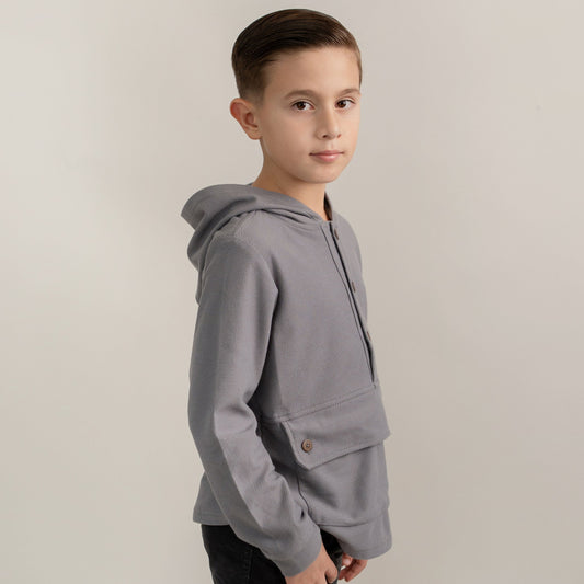 SUDADERA GRIS CAPUCHA