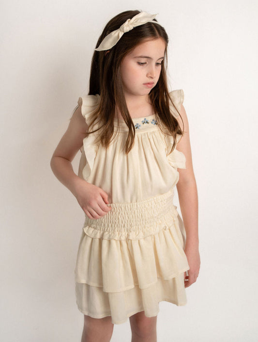 CONJUNTO BLUSA FALDA BEIGE BORDADO