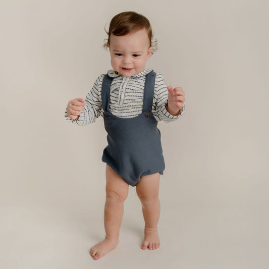CONJUNTO CAMISA RAYAS SHORT AZUL