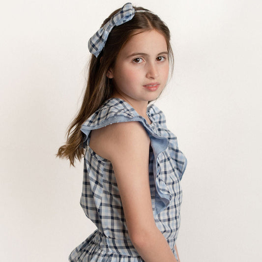 CONJUNTO BLUSA SHORT CUADROS AZULES
