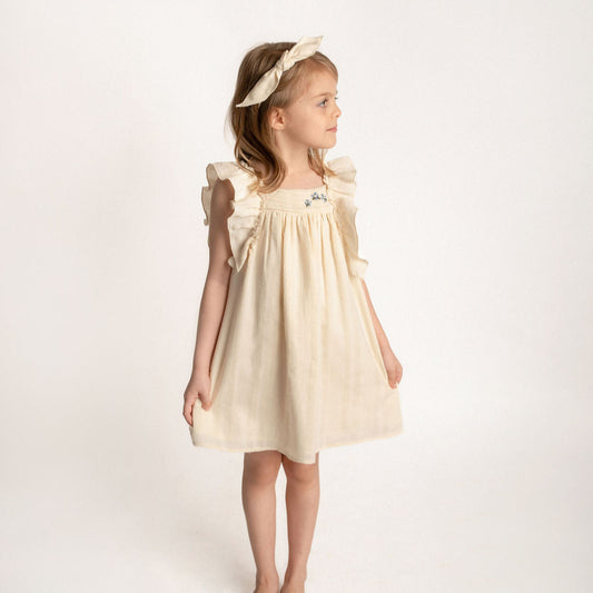 VESTIDO BEIGE BORDADO