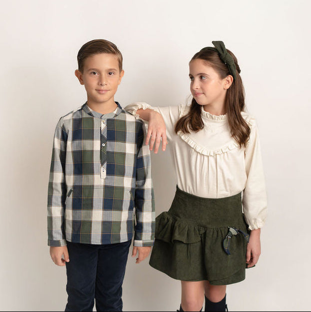 CONJUNTO FALDA PANA VERDE Y BLUSA