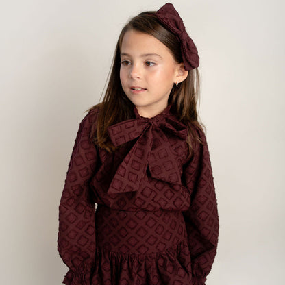 CONJUNTO FALDA Y BLUSA BROCADO VINO