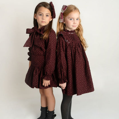 VESTIDO BROCADO VINO