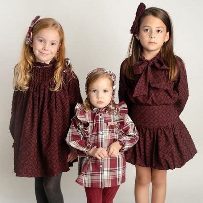 VESTIDO BROCADO VINO