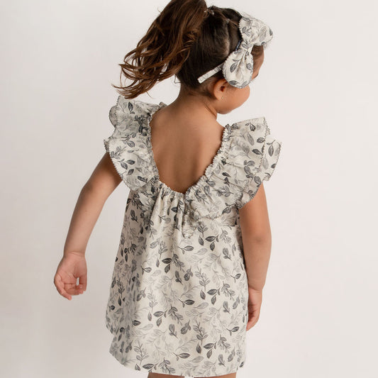 VESTIDO HOJAS GRIS