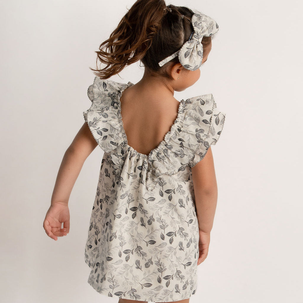VESTIDO HOJAS GRIS