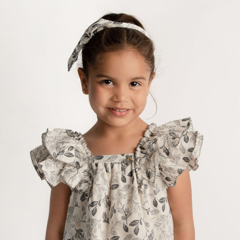 VESTIDO HOJAS GRIS