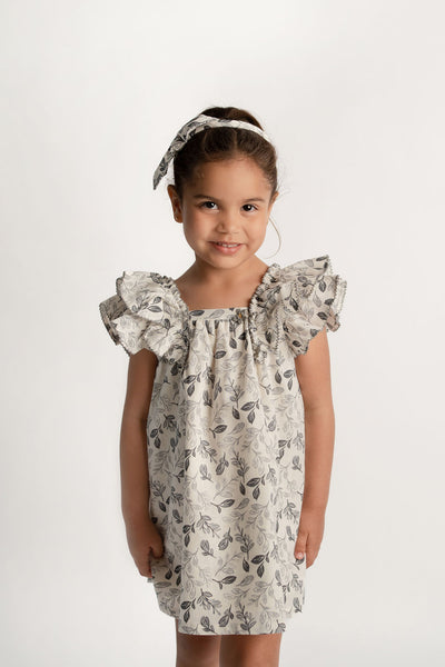 VESTIDO HOJAS GRIS