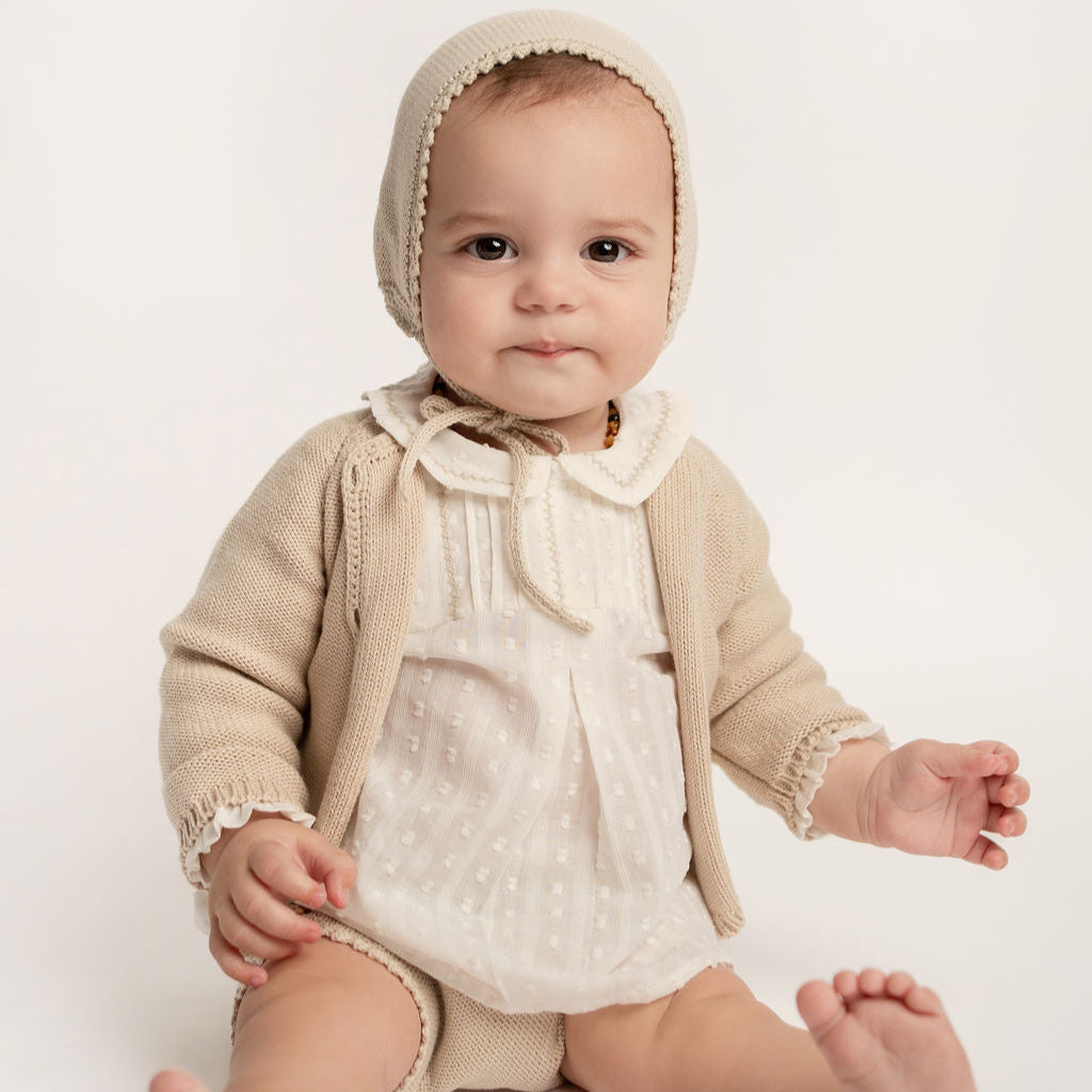 CONJUNTO 4 PIEZAS PUNTO BEIGE