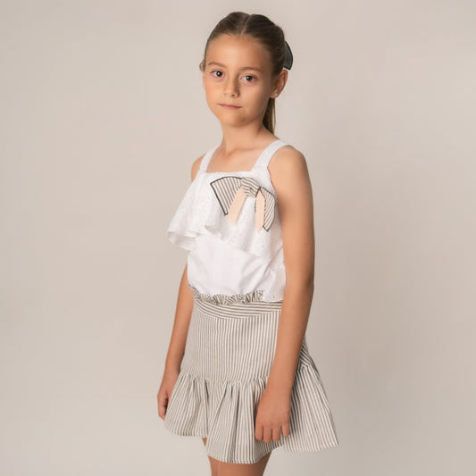 CONJUNTO BLUSA TIRANTE  FALDA RAYAS