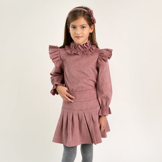 CONJUNTO BLUSA Y FALDA PANILLA ROSA