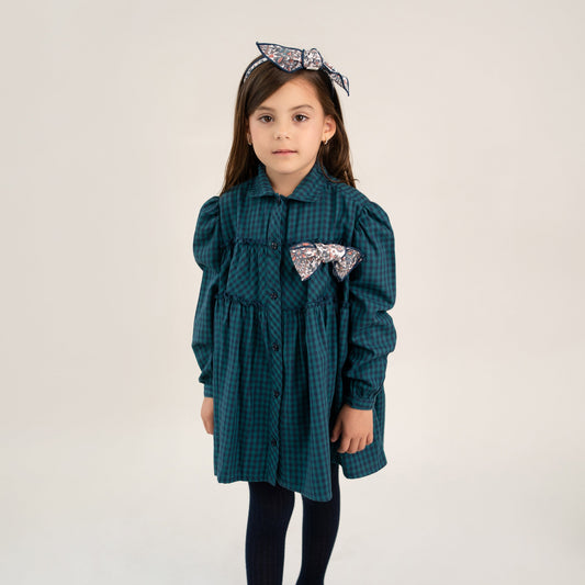 VESTIDO CAMISERO CUADROS VERDES