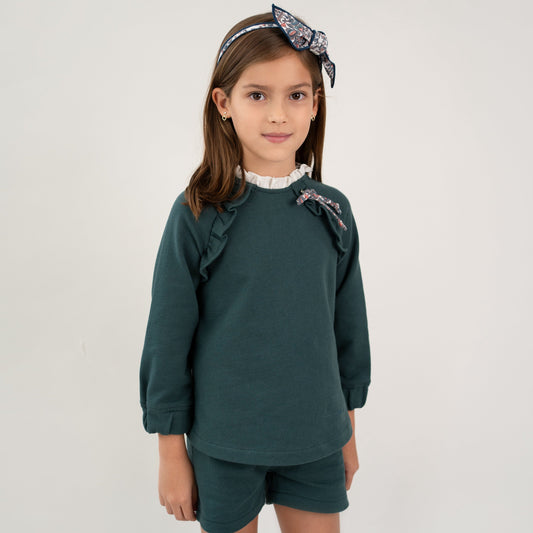 CONJUNTO SUDADERA BLUSA Y SHORT VERDE