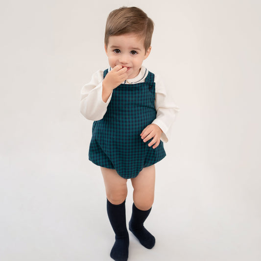 RANITA CUADROS VERDES CAMISA BLANCA