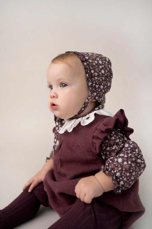 RANITA PAÑO BLUSA FLORES UVA