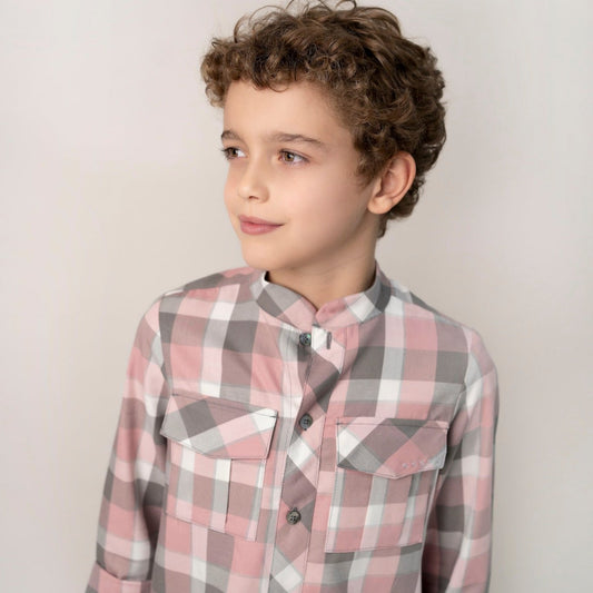 CAMISA CUADROS ROSA GRIS