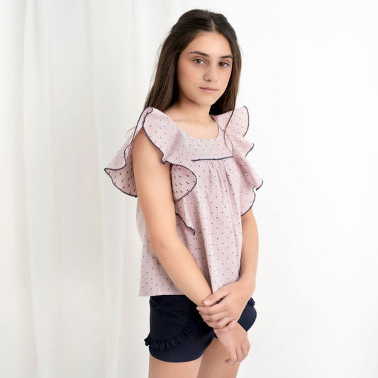 CONJUNTO SHORT Y BLUSA PLUMETTI