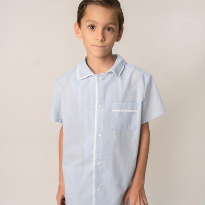 PIJAMA NIÑO AZUL RAYAS
