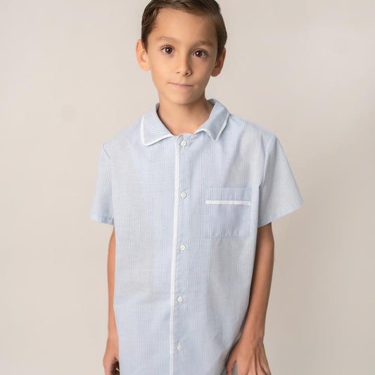 PIJAMA NIÑO AZUL RAYAS