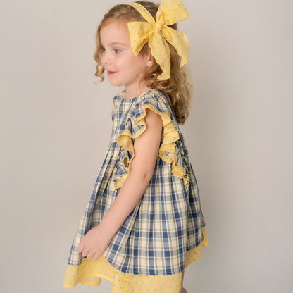 VESTIDO CUADROS AZUL CON AMARILLO