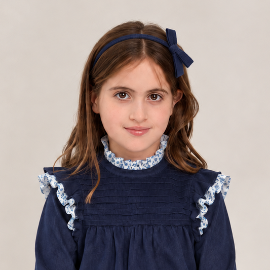 DIADEMA MOÑO PANA AZUL
