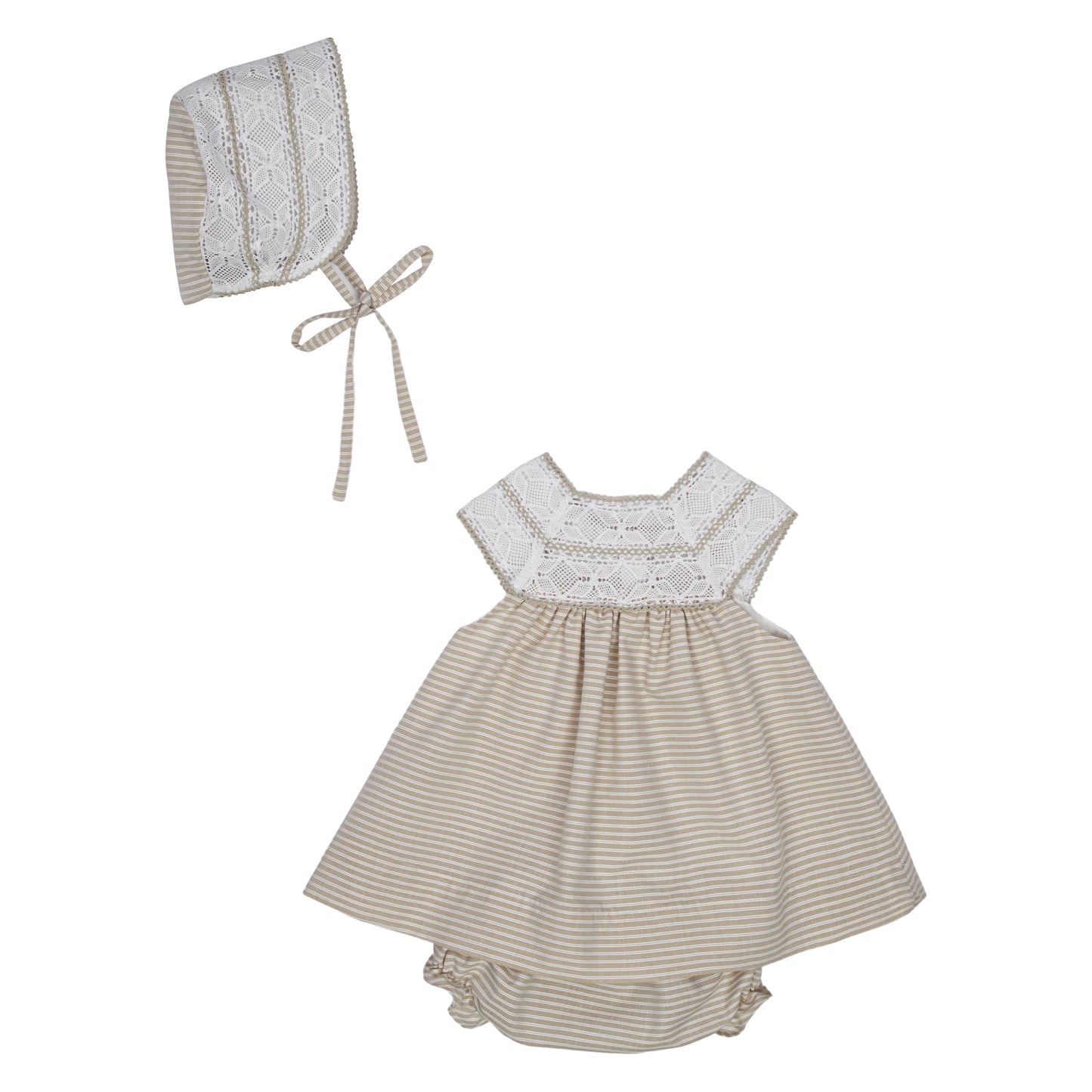 VESTIDO CON PETO BOLILLO Y CALZON