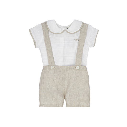 CONJUNTO LINO SHORT CON TIRANTE Y CAMISA