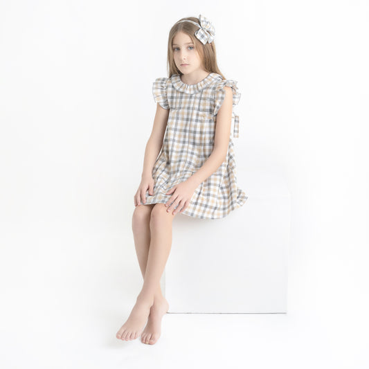 VESTIDO NIÑA CUADROS BORDADO
