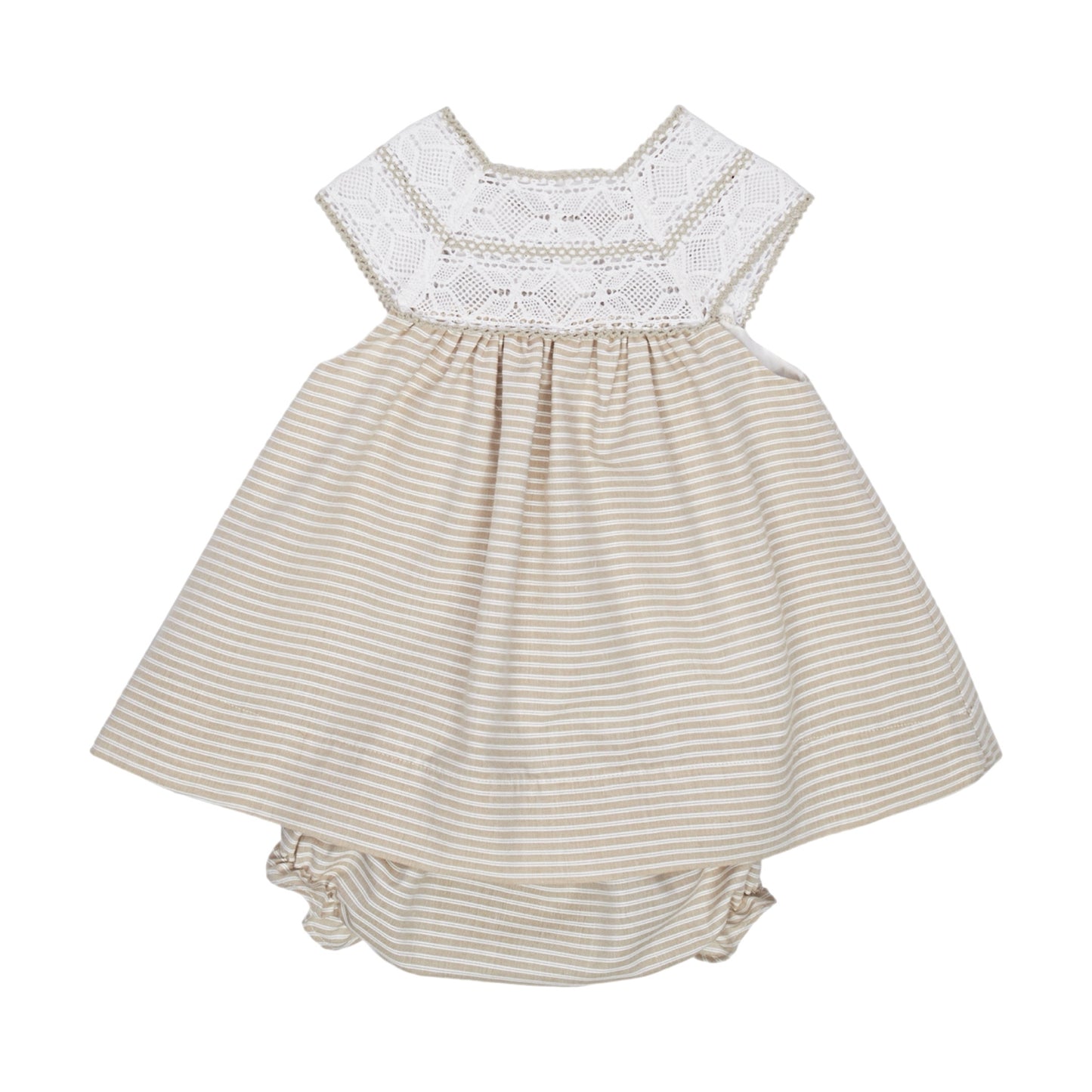 VESTIDO CON PETO BOLILLO Y CALZON